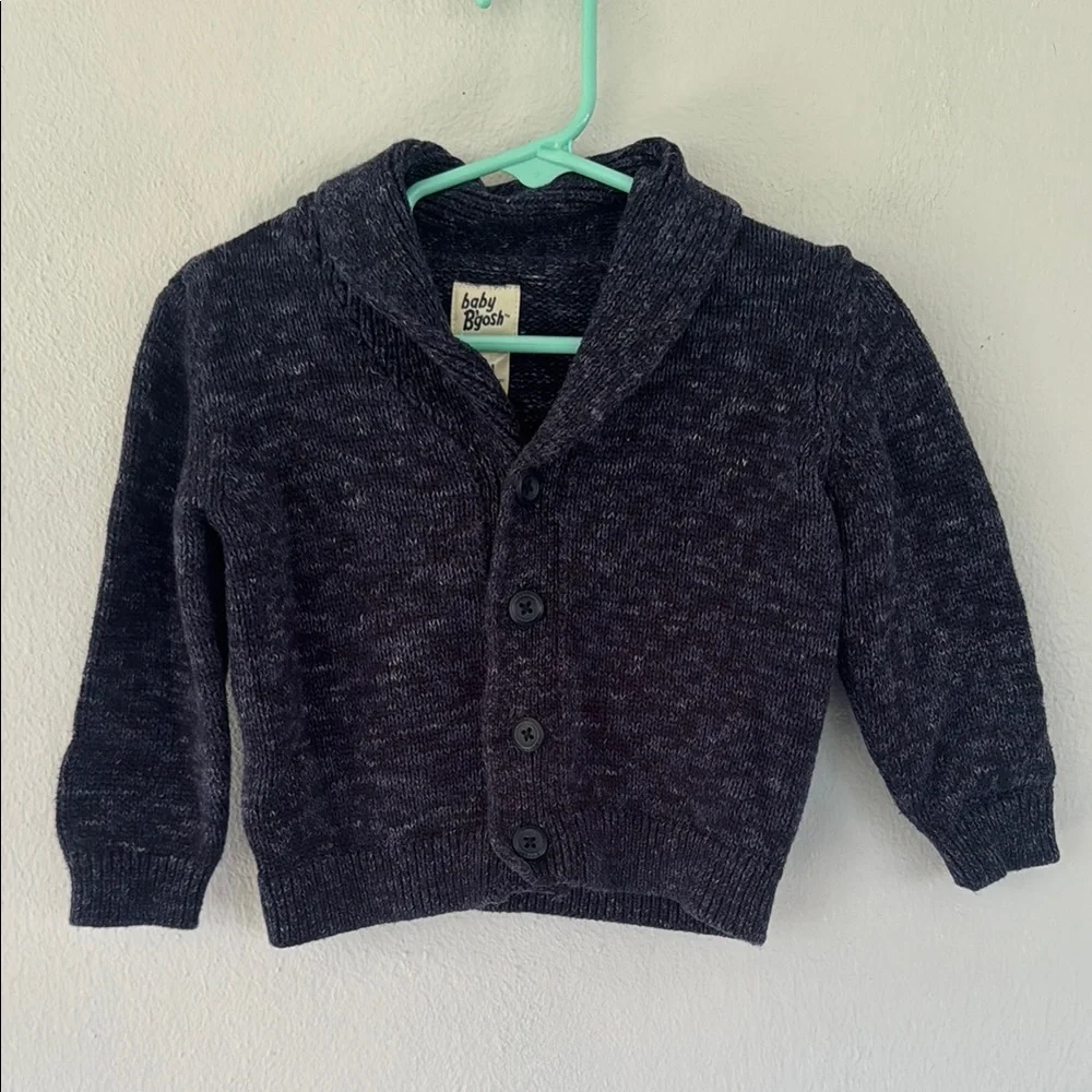 Baby B’Gosh boy’s blue shawl collar button up cotton cardigan sweater size 12M